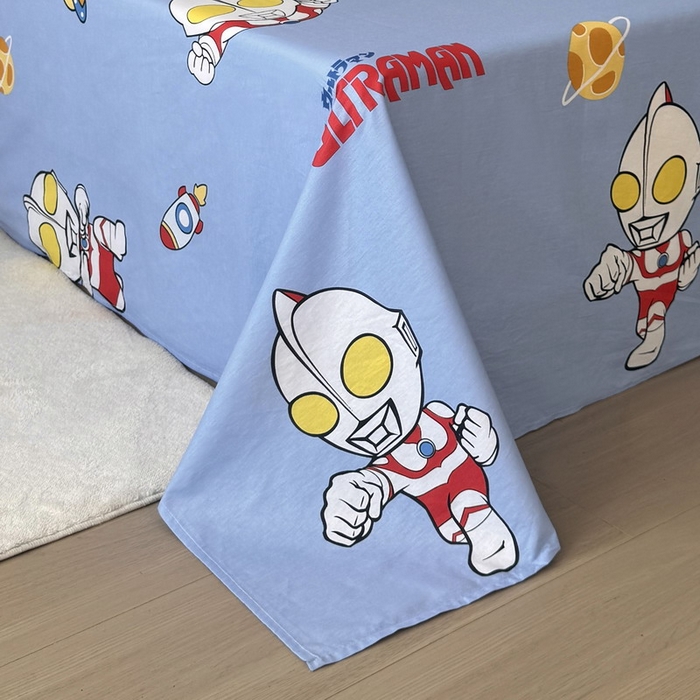 91家纺网 家纺一手货源 找家纺 蘭菲家纺 2025新款学生季经典奥特曼系列全棉印花单品床单 追风