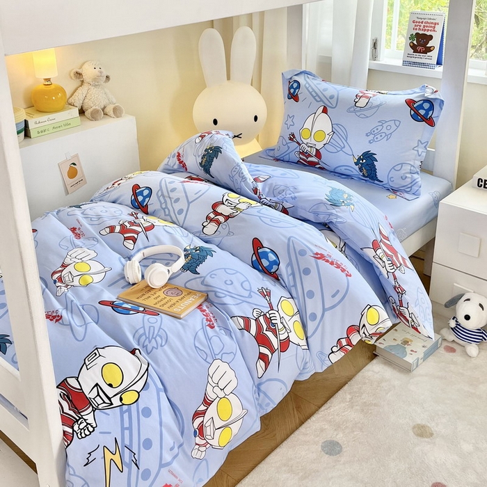 91家纺网 家纺一手货源 找家纺 蘭菲家纺 2025新款学生季经典奥特曼系列全棉印花三件套、四件套 宇宙飞人