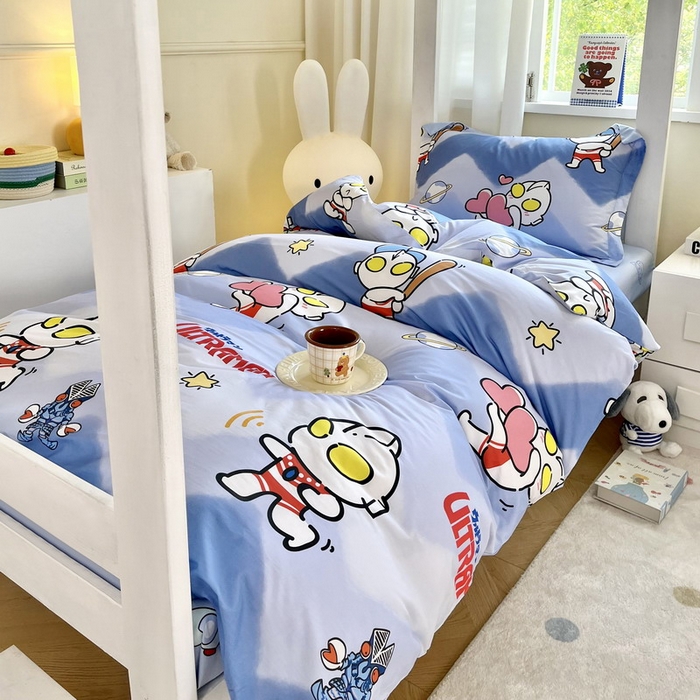 91家纺网 家纺一手货源 找家纺 蘭菲家纺 2025新款学生季经典奥特曼系列全棉印花三件套、四件套 棒球队