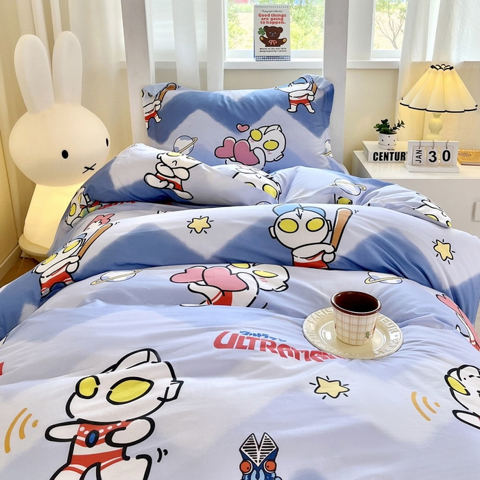 91家纺网 家纺一手货源 找家纺 蘭菲家纺 2025新款学生季经典奥特曼系列全棉印花三件套、四件套 棒球队