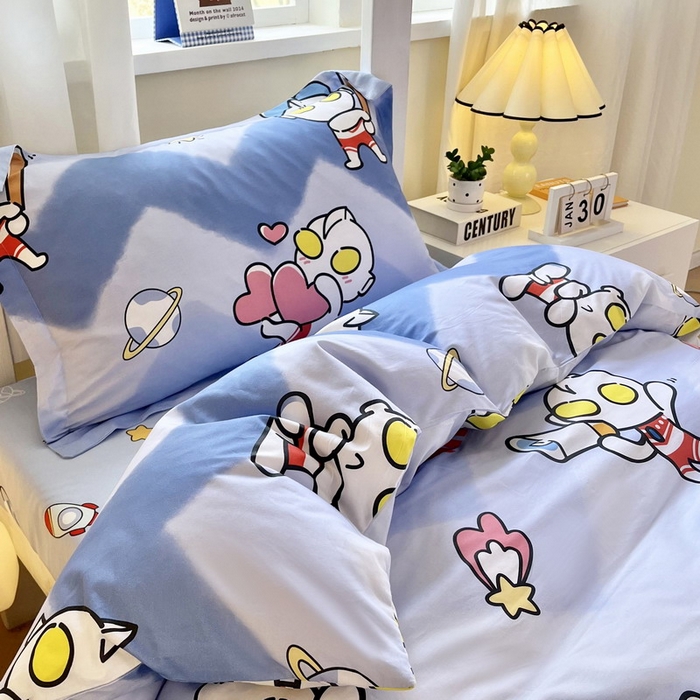 91家纺网 家纺一手货源 找家纺 蘭菲家纺 2025新款学生季经典奥特曼系列全棉印花三件套、四件套 棒球队