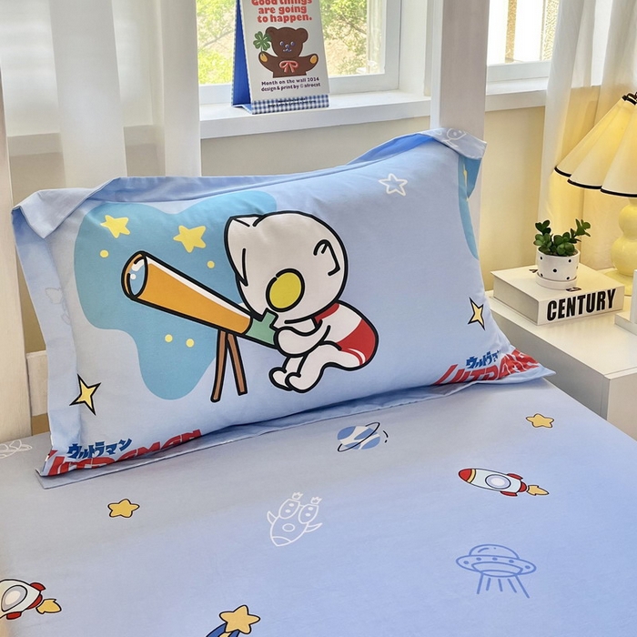 91家纺网 家纺一手货源 找家纺 蘭菲家纺 2025新款学生季经典奥特曼系列全棉印花三件套、四件套 科学家