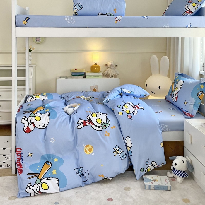 91家纺网 家纺一手货源 找家纺 蘭菲家纺 2025新款学生季经典奥特曼系列全棉印花三件套、四件套 科学家