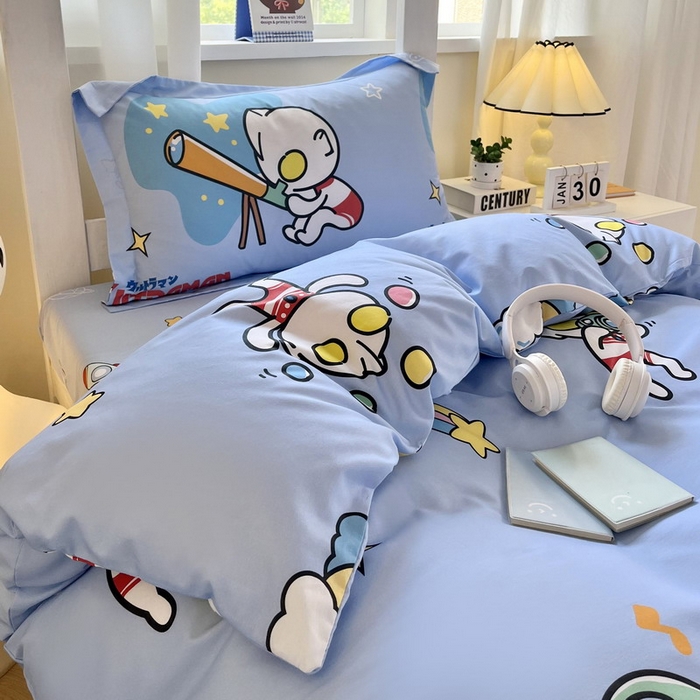 91家纺网 家纺一手货源 找家纺 蘭菲家纺 2025新款学生季经典奥特曼系列全棉印花三件套、四件套 科学家