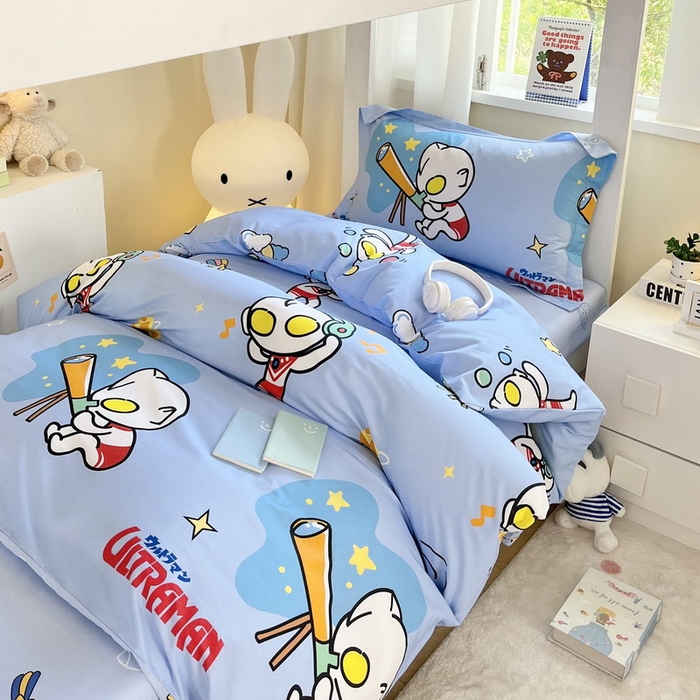 91家纺网 家纺一手货源 找家纺 蘭菲家纺 2025新款学生季经典奥特曼系列全棉印花三件套、四件套 科学家