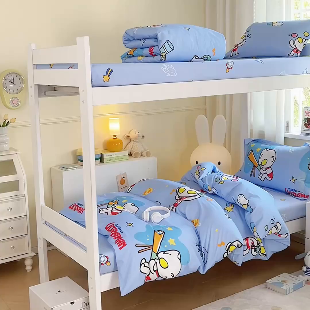 91家纺网 家纺一手货源 找家纺 蘭菲家纺 2025新款学生季经典奥特曼系列全棉印花三件套、四件套 科学家