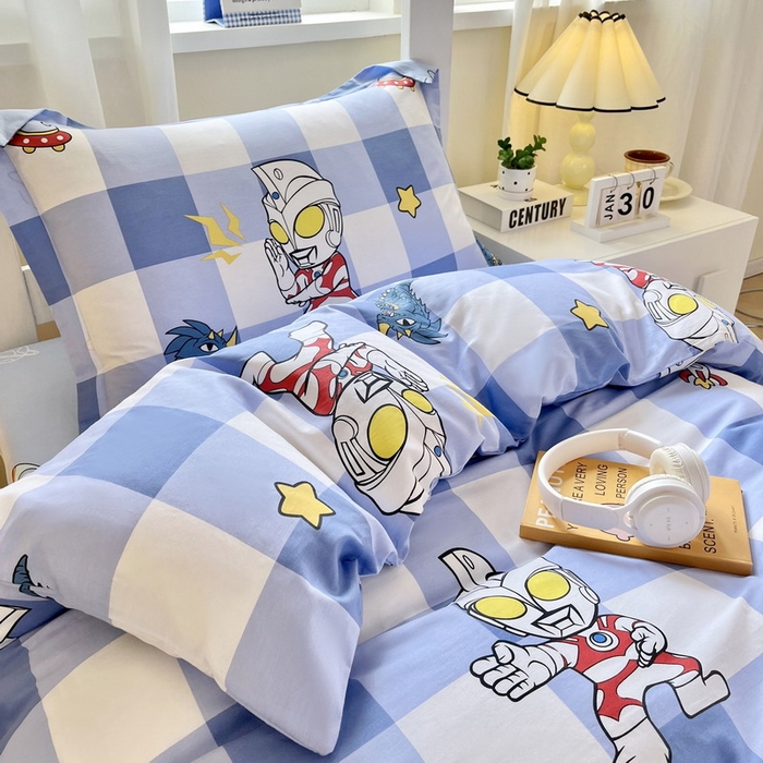 91家纺网 家纺一手货源 找家纺 蘭菲家纺 2025新款学生季经典奥特曼系列全棉印花三件套、四件套 随影