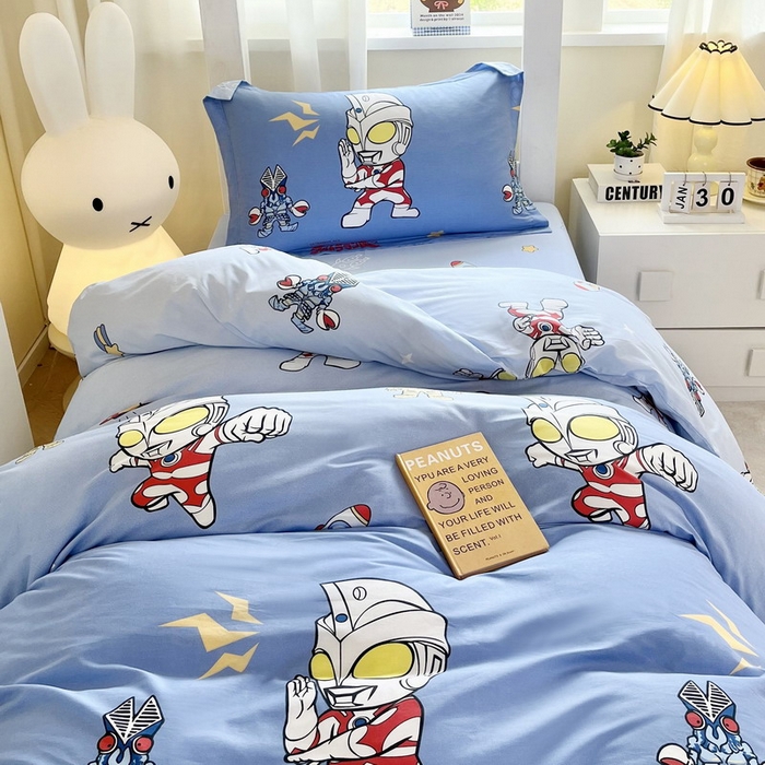 91家纺网 家纺一手货源 找家纺 蘭菲家纺 2025新款学生季经典奥特曼系列全棉印花三件套、四件套 小虎队