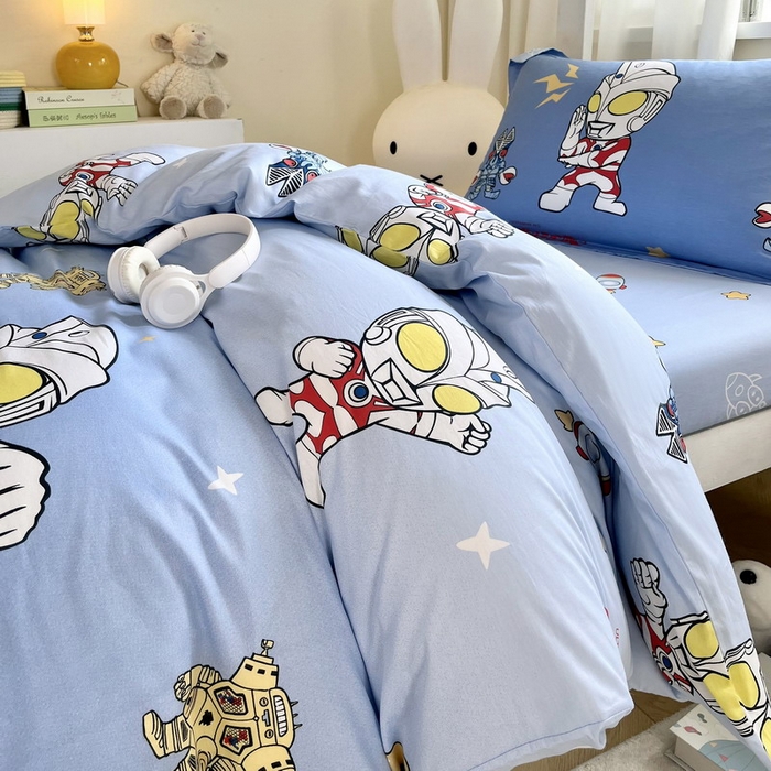 91家纺网 家纺一手货源 找家纺 蘭菲家纺 2025新款学生季经典奥特曼系列全棉印花三件套、四件套 小虎队