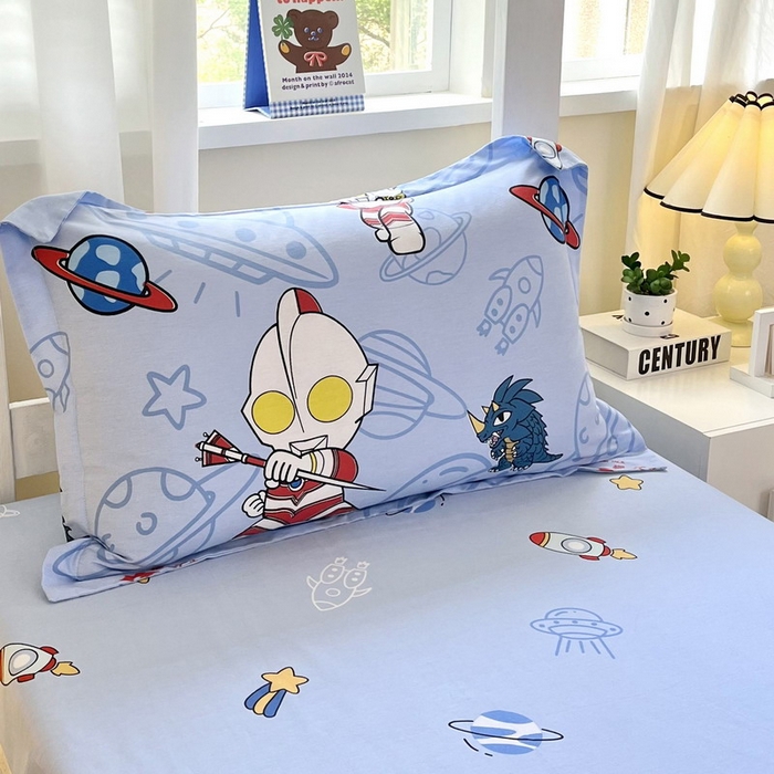 91家纺网 家纺一手货源 找家纺 蘭菲家纺 2025新款学生季经典奥特曼系列全棉印花三件套、四件套 宇宙飞人