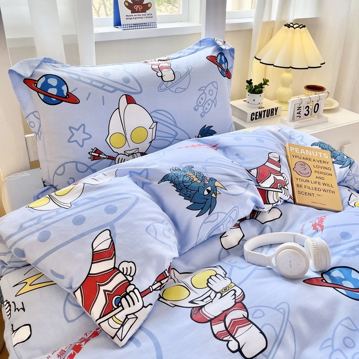 91家纺网 家纺一手货源 找家纺 蘭菲家纺 2025新款学生季经典奥特曼系列全棉印花三件套、四件套 宇宙飞人