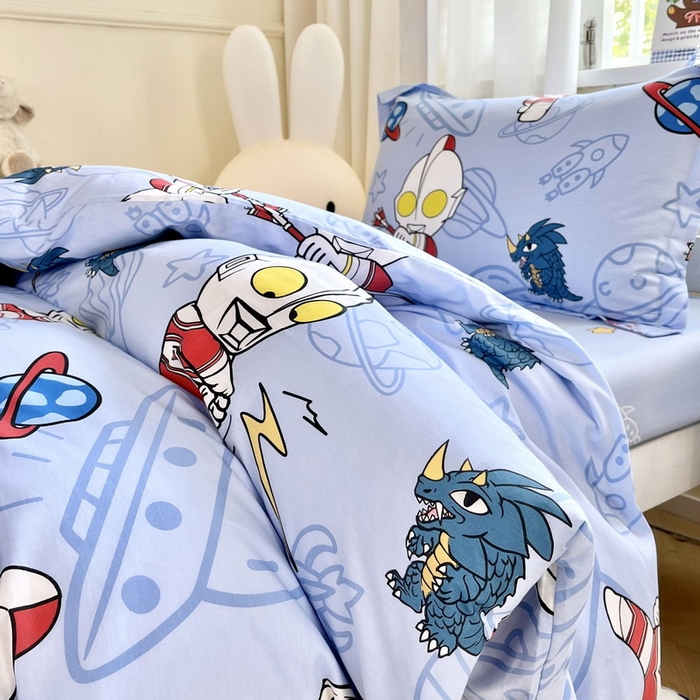 91家纺网 家纺一手货源 找家纺 蘭菲家纺 2025新款学生季经典奥特曼系列全棉印花三件套、四件套 宇宙飞人