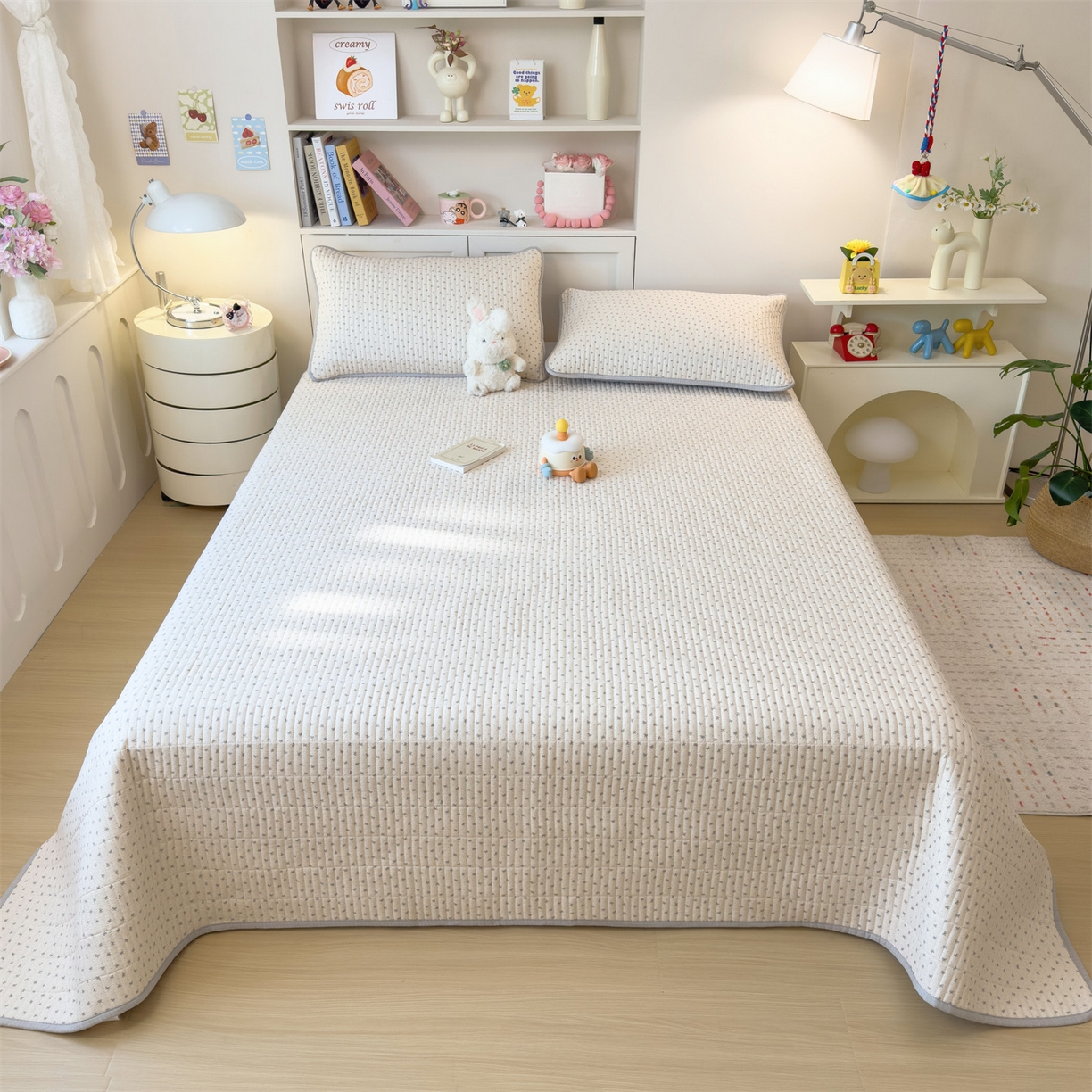 91家纺网 家纺一手货源 找家纺 雯豆家纺 2025新品皱皱双层纱床盖泡泡纱床罩保护套 初心