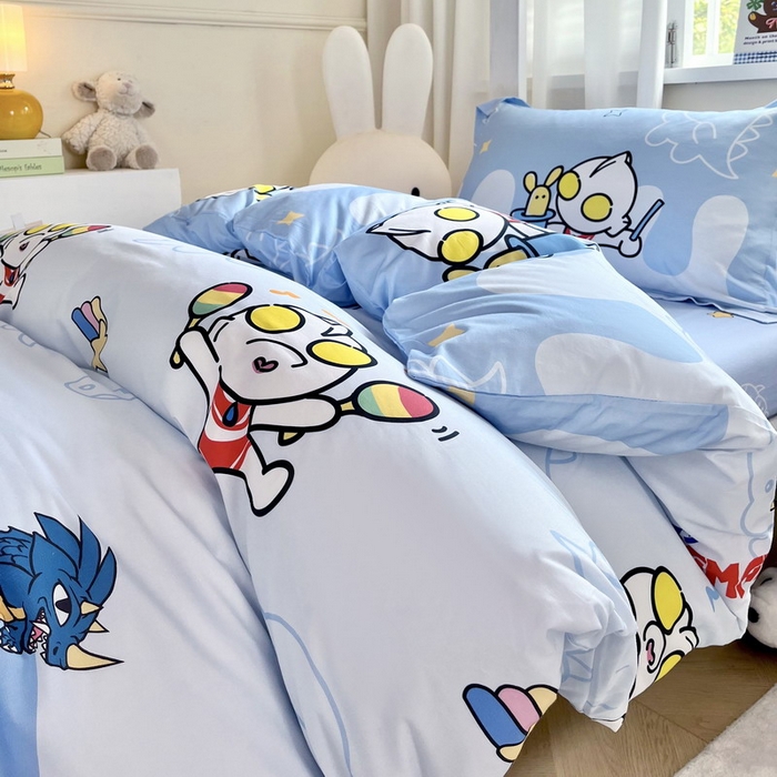 91家纺网 家纺一手货源 找家纺 蘭菲家纺 2025新款学生季经典奥特曼系列全棉印花三件套、四件套 运动员