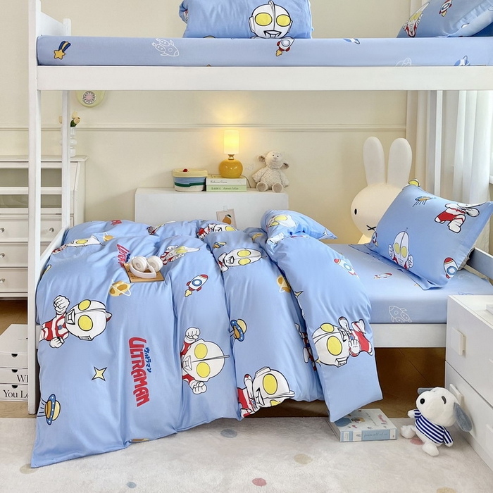 91家纺网 家纺一手货源 找家纺 蘭菲家纺 2025新款学生季经典奥特曼系列全棉印花三件套、四件套 追风