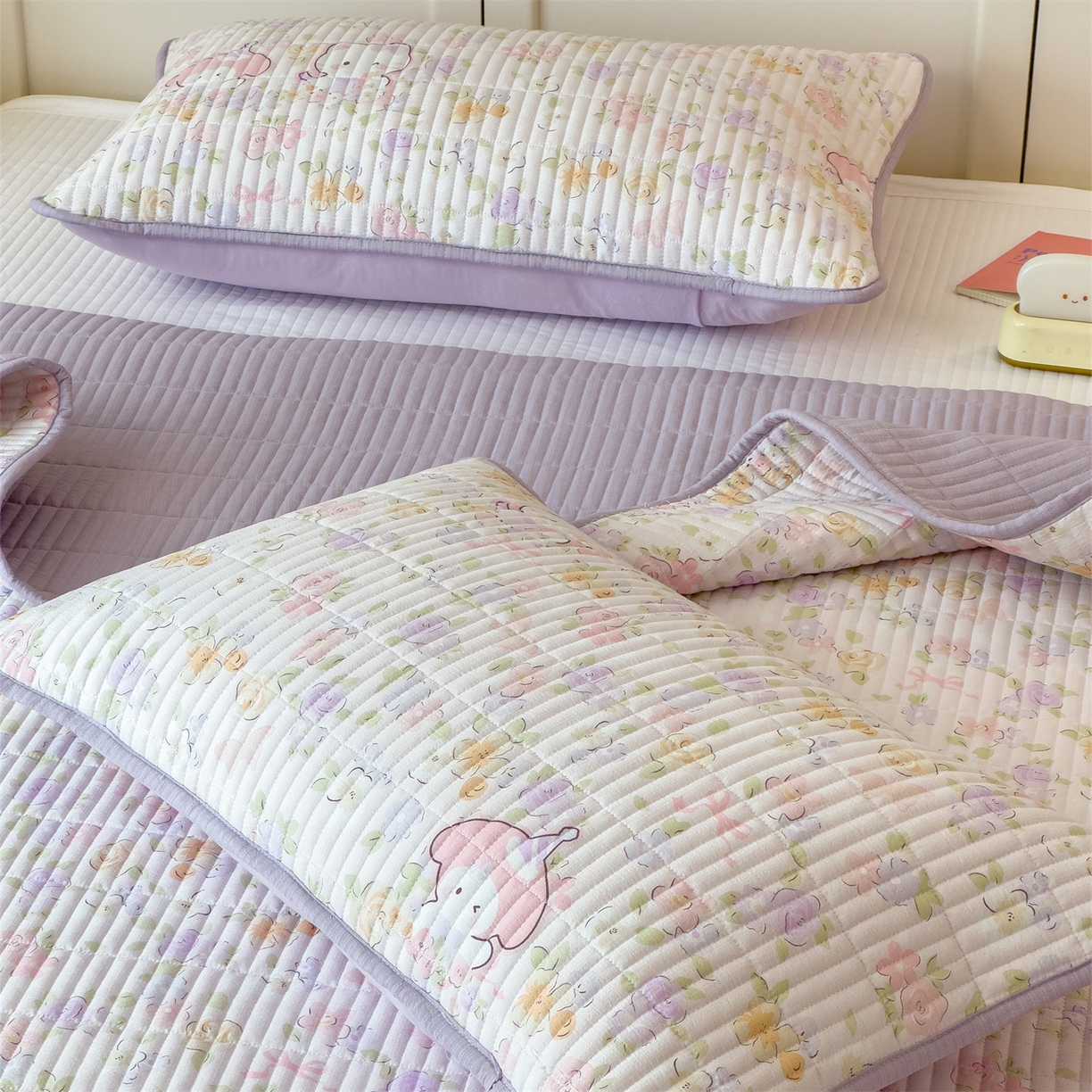 91家纺网 家纺一手货源 找家纺 雯豆家纺 2025新品皱皱双层纱床盖泡泡纱床罩保护套 可爱TK