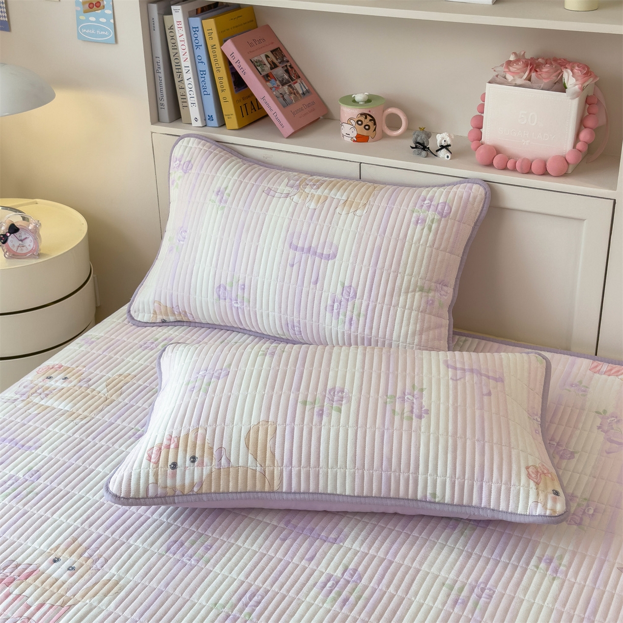 91家纺网 家纺一手货源 找家纺 雯豆家纺 2025新品皱皱双层纱床盖泡泡纱床罩保护套 毛球团团