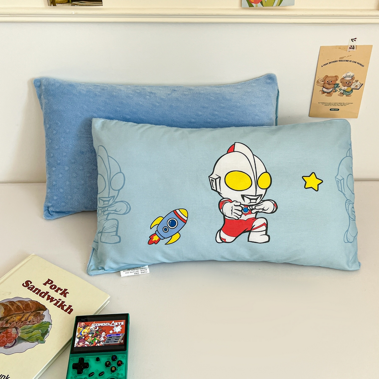 孩子王家纺 2025新款A棉B绒全棉纯棉豆豆枕学生幼儿园系列 光之超人 30x50cm/只（带标）