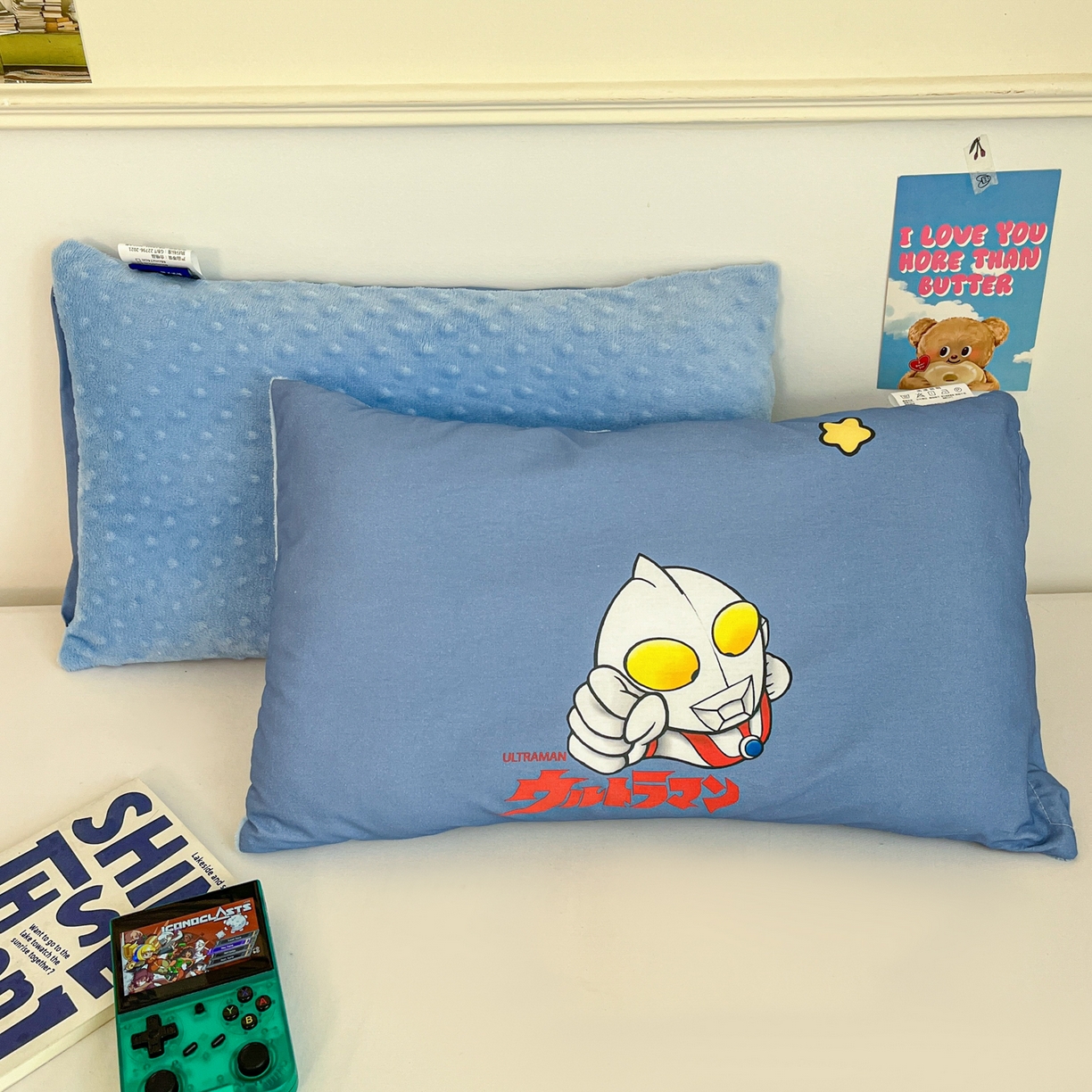 91家纺网 家纺一手货源 找家纺 孩子王家纺 2025新款A棉B绒全棉纯棉豆豆枕学生幼儿园系列 奥特打怪兽 30x50cm/只（带标）