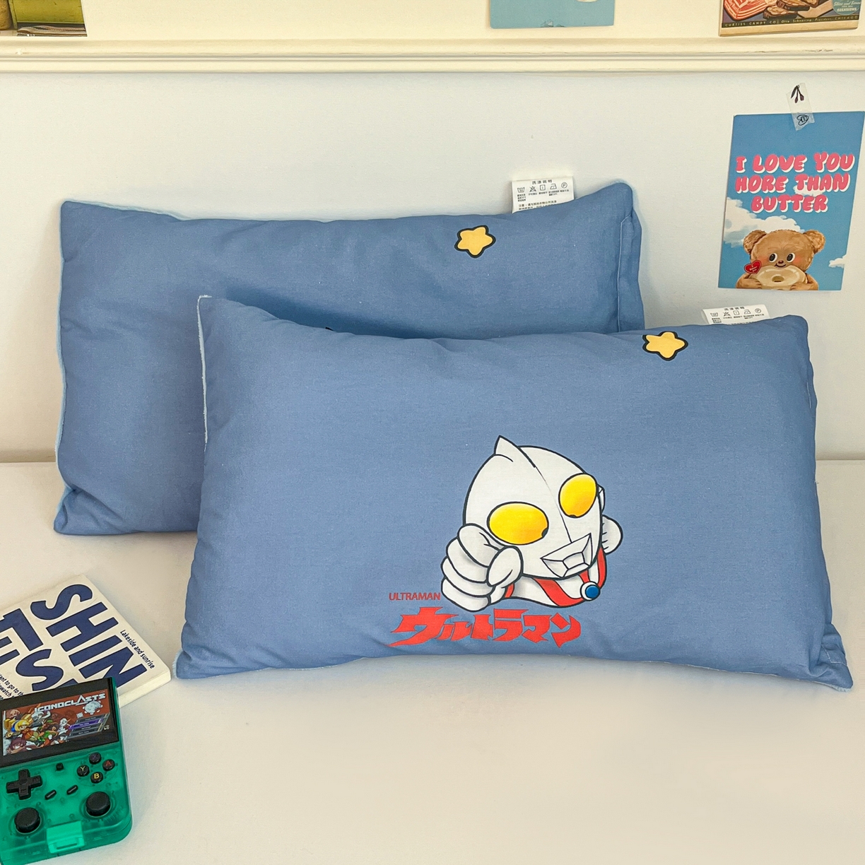 91家纺网 家纺一手货源 找家纺 孩子王家纺 2025新款A棉B绒全棉纯棉豆豆枕学生幼儿园系列 奥特打怪兽 30x50cm/只（带标）