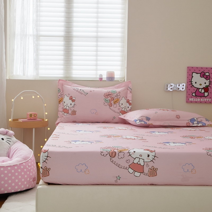 91家纺网 家纺一手货源 找家纺 （总）蘭菲家纺 2025新款三丽鸥系列全棉印花单品床笠