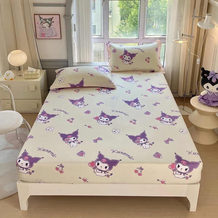 91家纺网 家纺一手货源 找家纺 （总）蘭菲家纺 2025新款三丽鸥系列全棉印花单品床笠