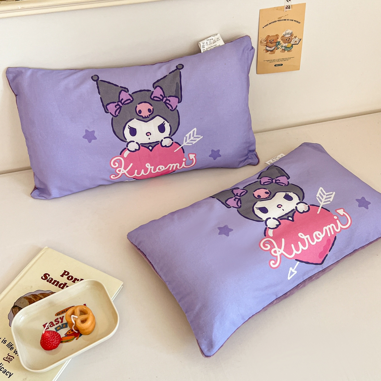 91家纺网 家纺一手货源 找家纺 孩子王家纺 2025新款A棉B绒全棉纯棉豆豆枕学生幼儿园系列 丘比特库洛米 30x50cm/只（带标）