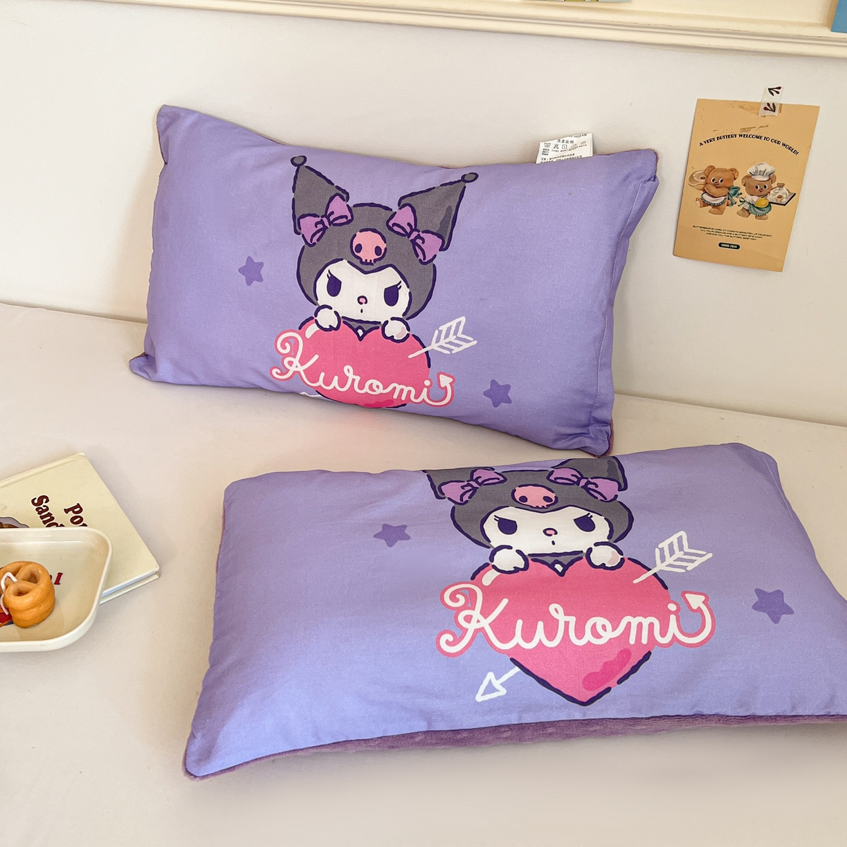 91家纺网 家纺一手货源 找家纺 孩子王家纺 2025新款A棉B绒全棉纯棉豆豆枕学生幼儿园系列 丘比特库洛米 30x50cm/只（带标）