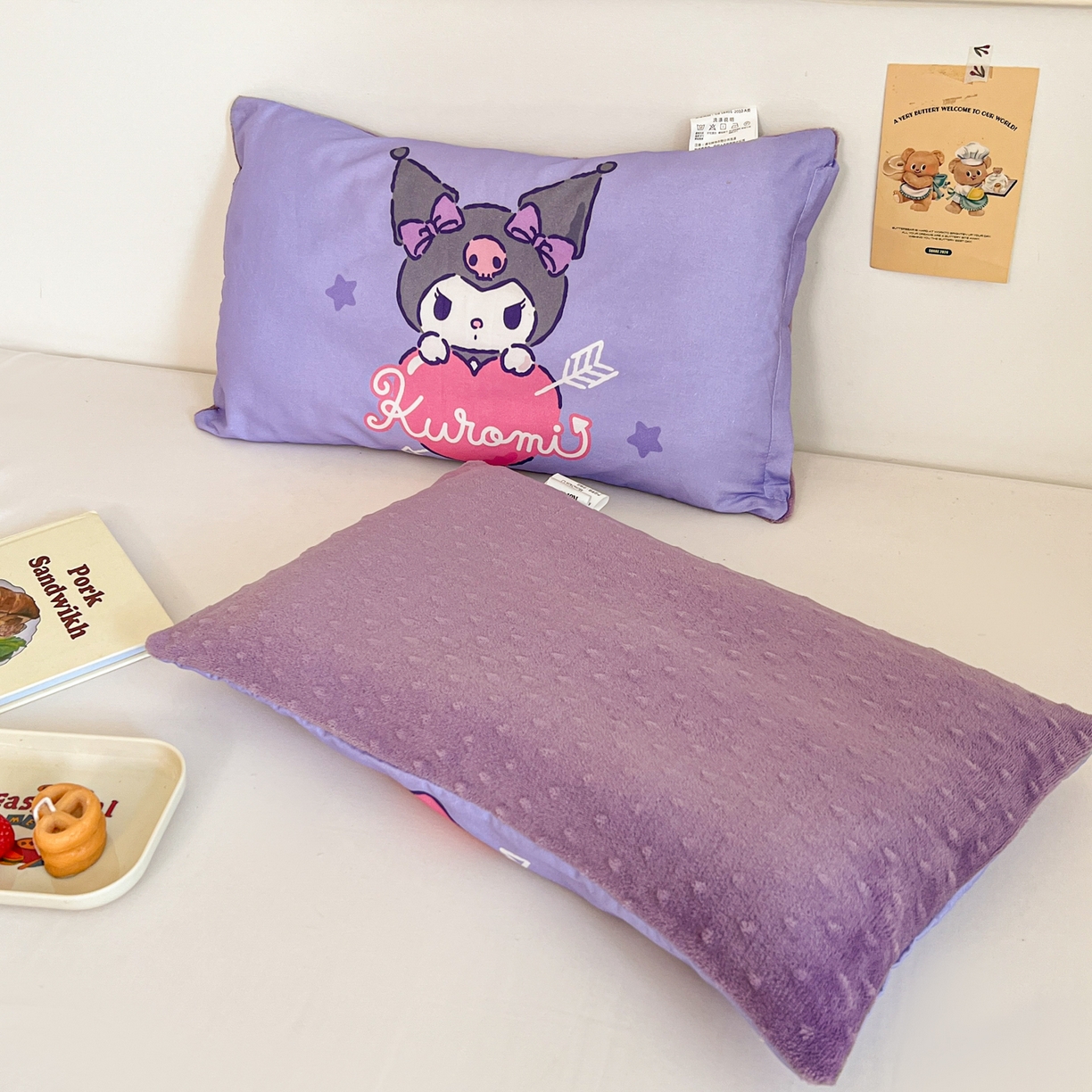 91家纺网 家纺一手货源 找家纺 孩子王家纺 2025新款A棉B绒全棉纯棉豆豆枕学生幼儿园系列 丘比特库洛米 30x50cm/只（带标）