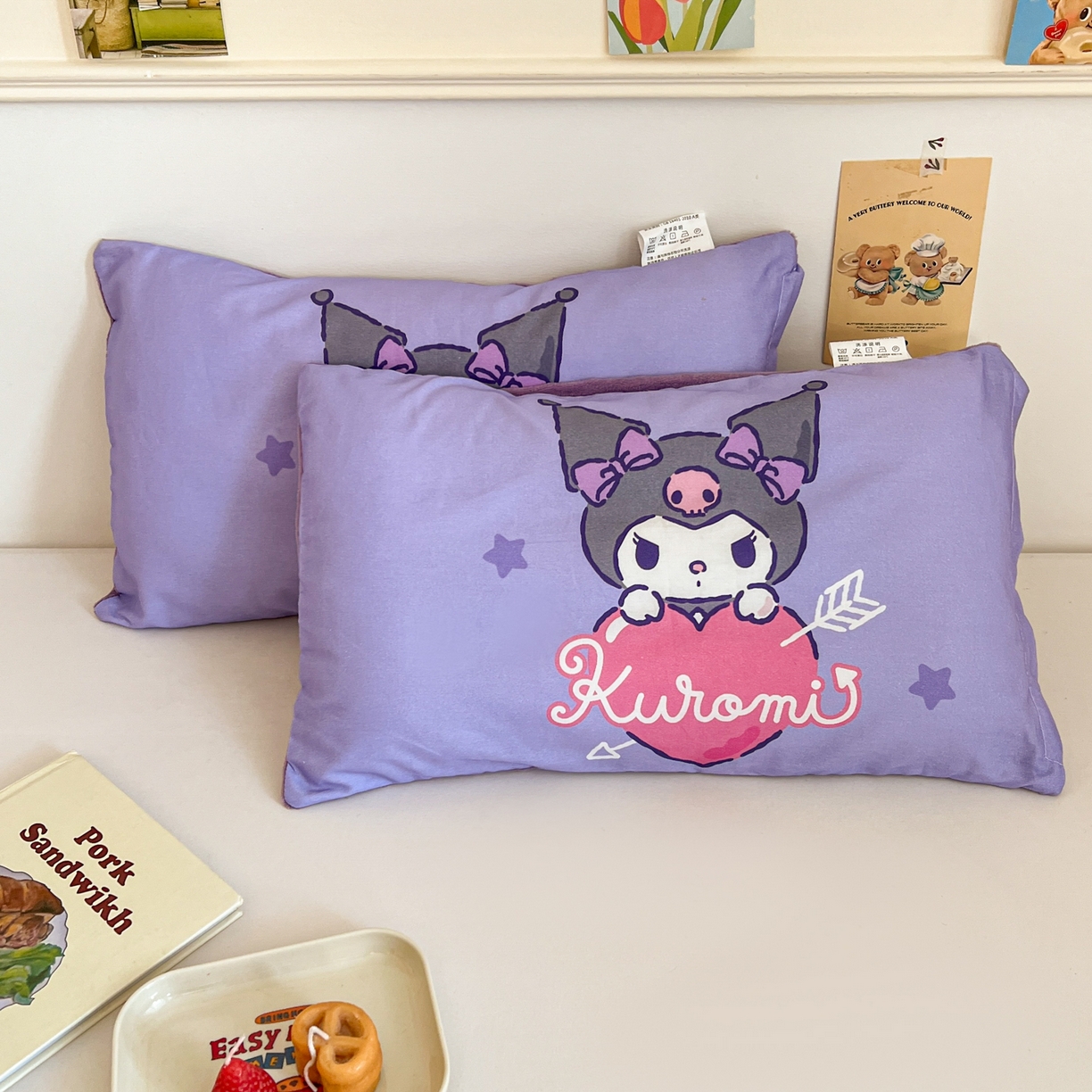 91家纺网 家纺一手货源 找家纺 孩子王家纺 2025新款A棉B绒全棉纯棉豆豆枕学生幼儿园系列 丘比特库洛米 30x50cm/只（带标）