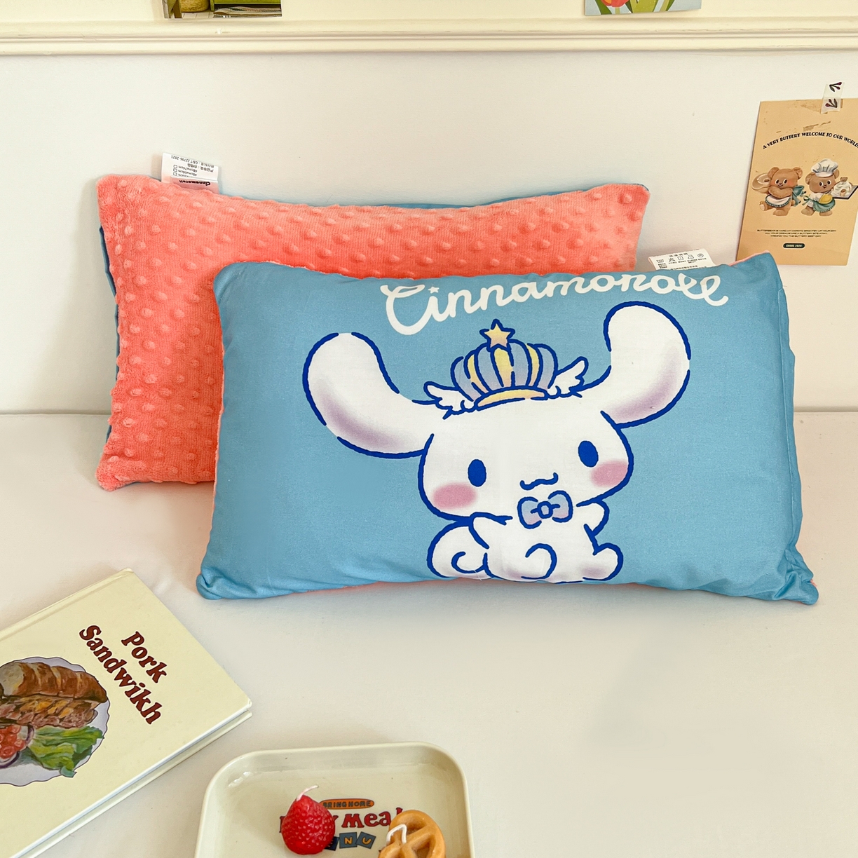 孩子王家纺 2025新款A棉B绒全棉纯棉豆豆枕学生幼儿园系列 闪亮玉桂狗 30x50cm/只（带标）