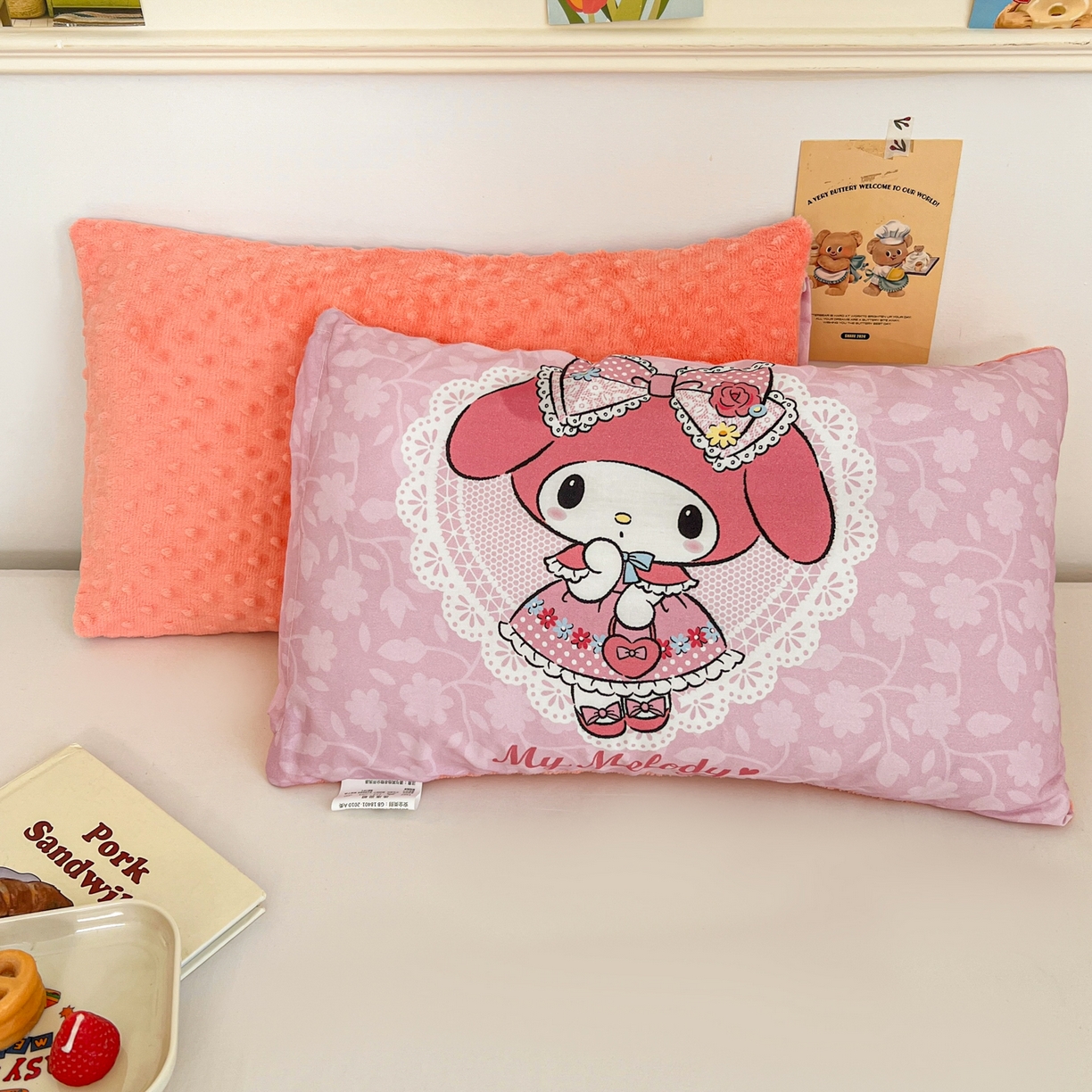 91家纺网 家纺一手货源 找家纺 孩子王家纺 2025新款A棉B绒全棉纯棉豆豆枕学生幼儿园系列 少女美乐蒂 30x50cm/只（带标）