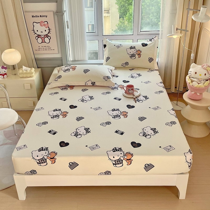 91家纺网 家纺一手货源 找家纺 （总）蘭菲家纺 2025新款三丽鸥系列全棉印花单品床笠