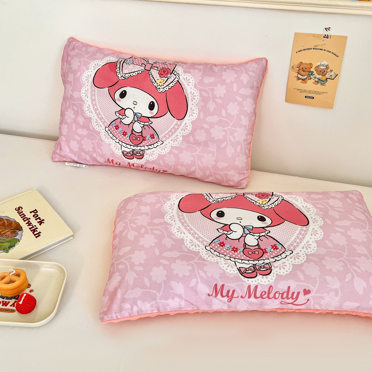 91家纺网 家纺一手货源 找家纺 孩子王家纺 2025新款A棉B绒全棉纯棉豆豆枕学生幼儿园系列 少女美乐蒂 30x50cm/只（带标）