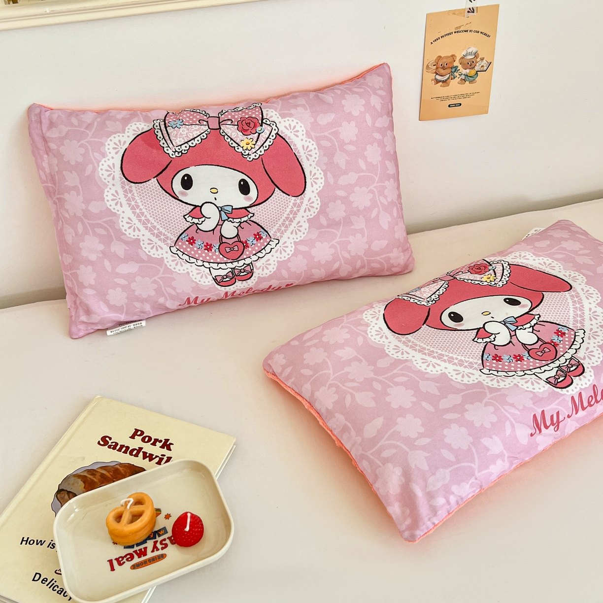 91家纺网 家纺一手货源 找家纺 孩子王家纺 2025新款A棉B绒全棉纯棉豆豆枕学生幼儿园系列 少女美乐蒂 30x50cm/只（带标）