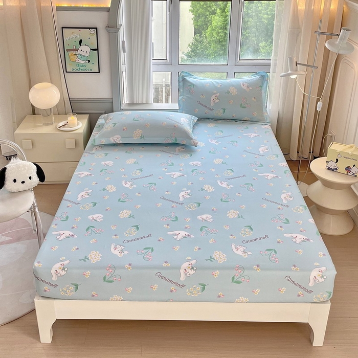 91家纺网 家纺一手货源 找家纺 蘭菲家纺 2025新款三丽鸥系列全棉印花单品床笠 小清新