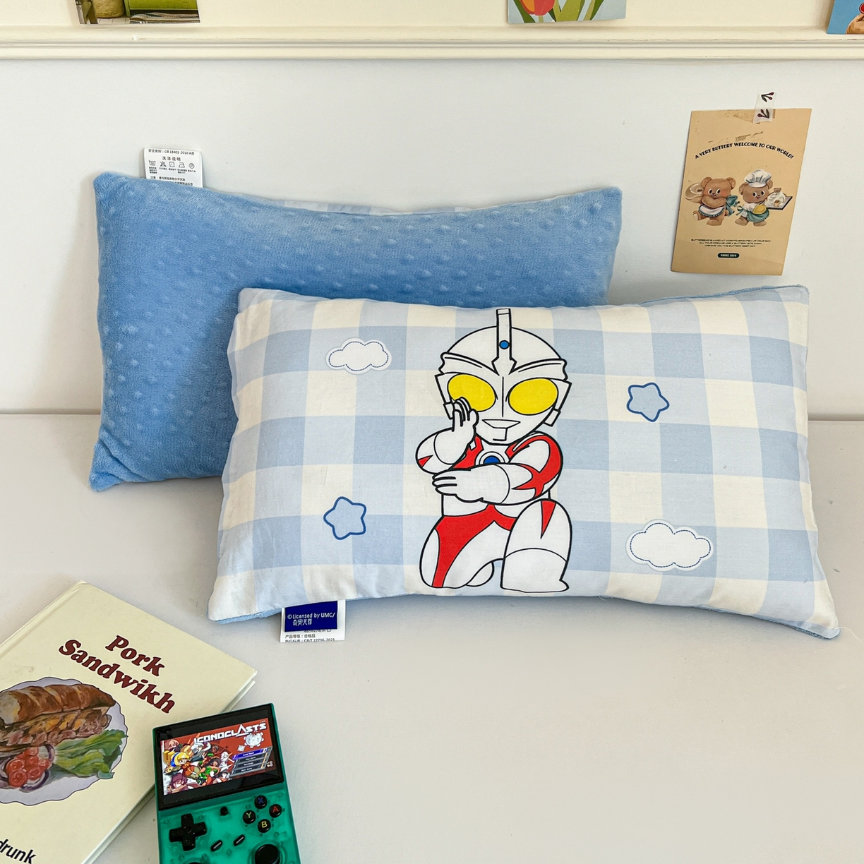 91家纺网 家纺一手货源 找家纺 孩子王家纺 2025新款A棉B绒全棉纯棉豆豆枕学生幼儿园系列 王牌艾斯 30x50cm/只（带标）