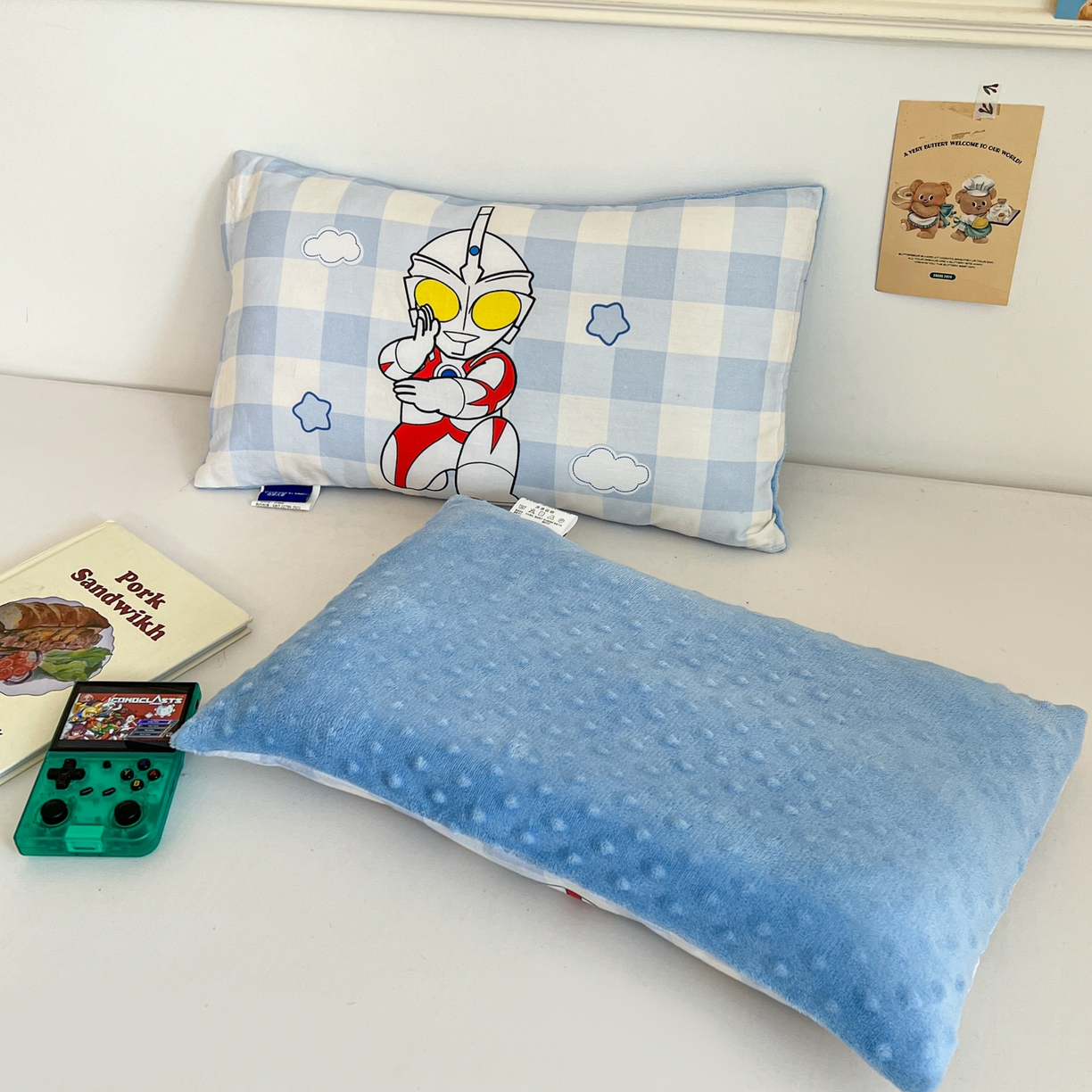 91家纺网 家纺一手货源 找家纺 孩子王家纺 2025新款A棉B绒全棉纯棉豆豆枕学生幼儿园系列 王牌艾斯 30x50cm/只（带标）