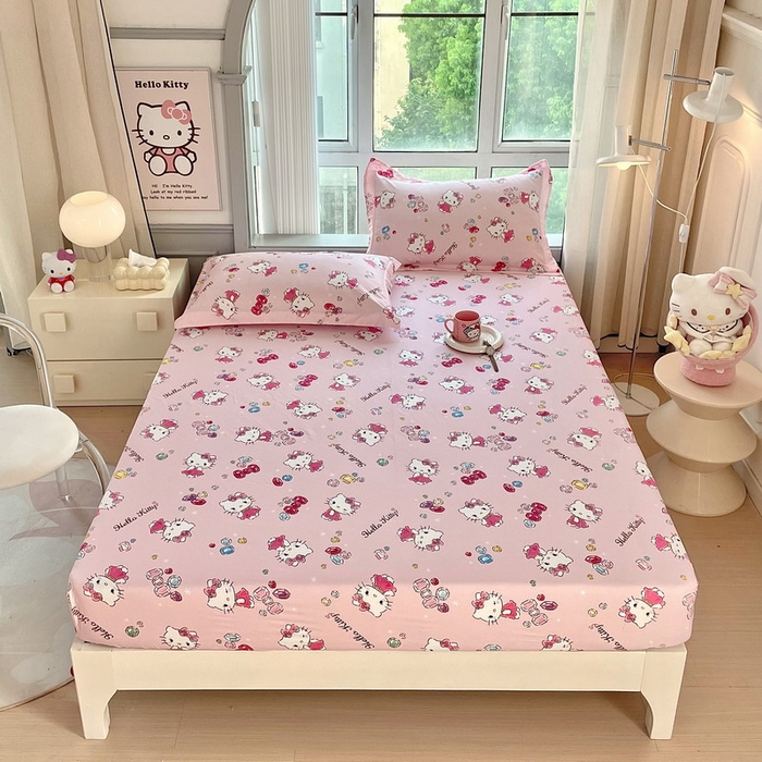 91家纺网 家纺一手货源 找家纺 蘭菲家纺 2025新款三丽鸥系列全棉印花单品床笠 小甜心