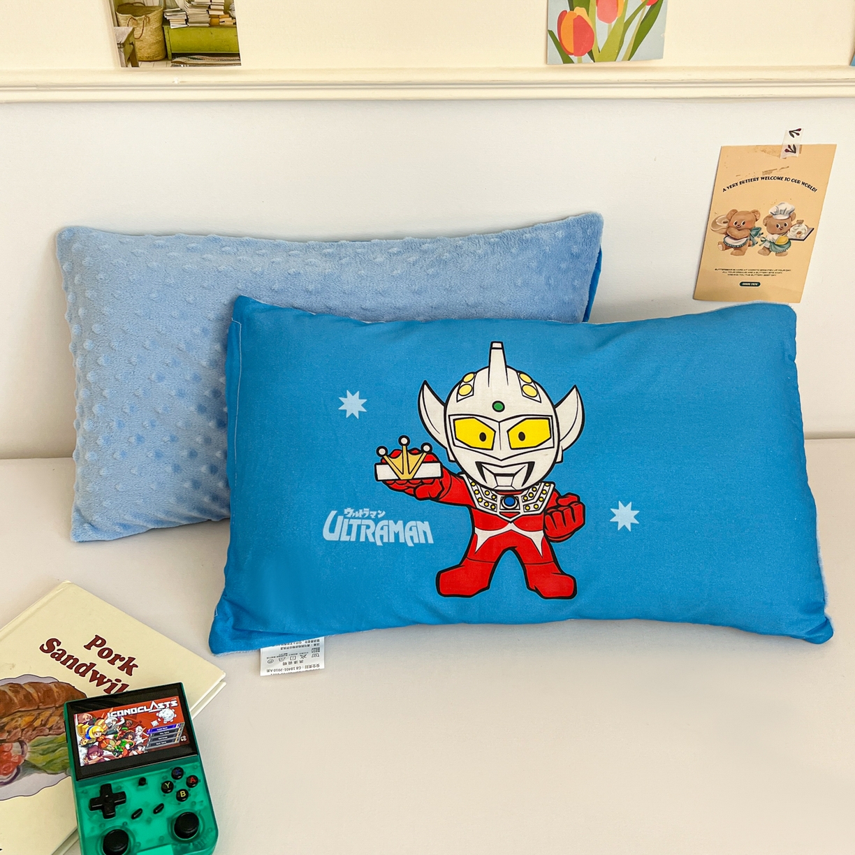 91家纺网 家纺一手货源 找家纺 孩子王家纺 2025新款A棉B绒全棉纯棉豆豆枕学生幼儿园系列 英雄泰罗 30x50cm/只（带标）