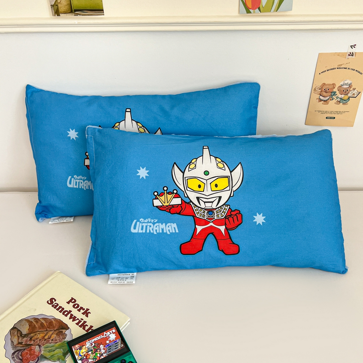 91家纺网 家纺一手货源 找家纺 孩子王家纺 2025新款A棉B绒全棉纯棉豆豆枕学生幼儿园系列 英雄泰罗 30x50cm/只（带标）