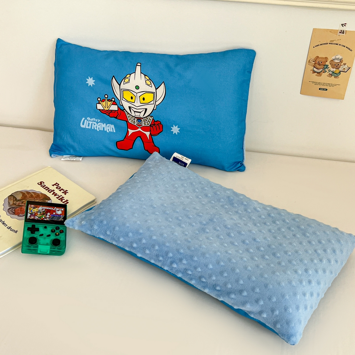 91家纺网 家纺一手货源 找家纺 孩子王家纺 2025新款A棉B绒全棉纯棉豆豆枕学生幼儿园系列 英雄泰罗 30x50cm/只（带标）