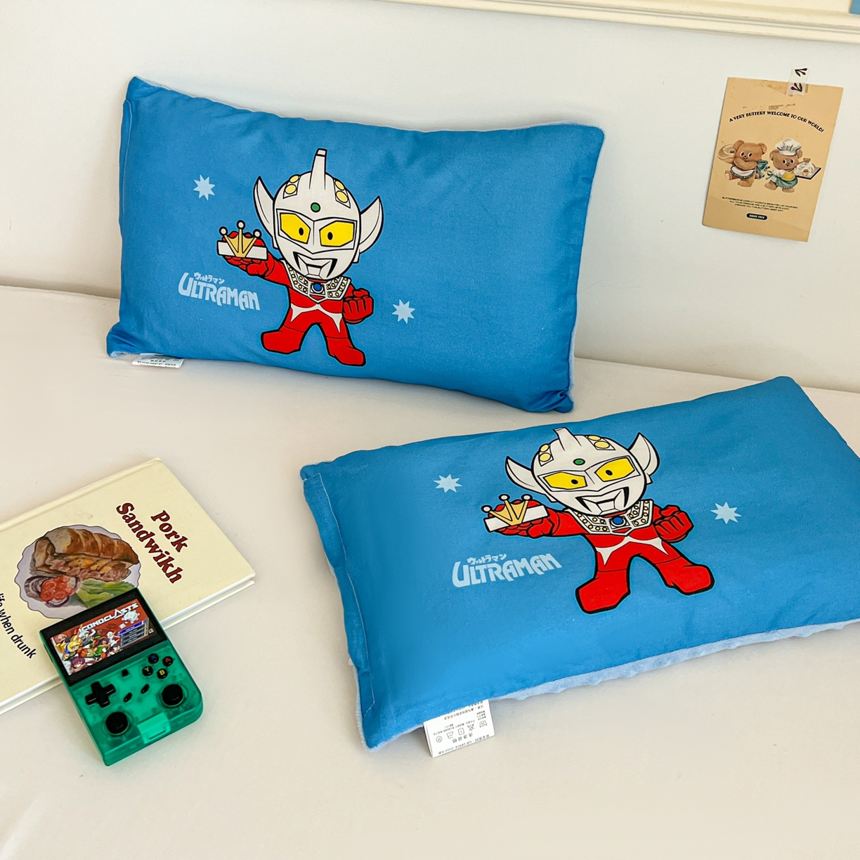 91家纺网 家纺一手货源 找家纺 孩子王家纺 2025新款A棉B绒全棉纯棉豆豆枕学生幼儿园系列 英雄泰罗 30x50cm/只（带标）