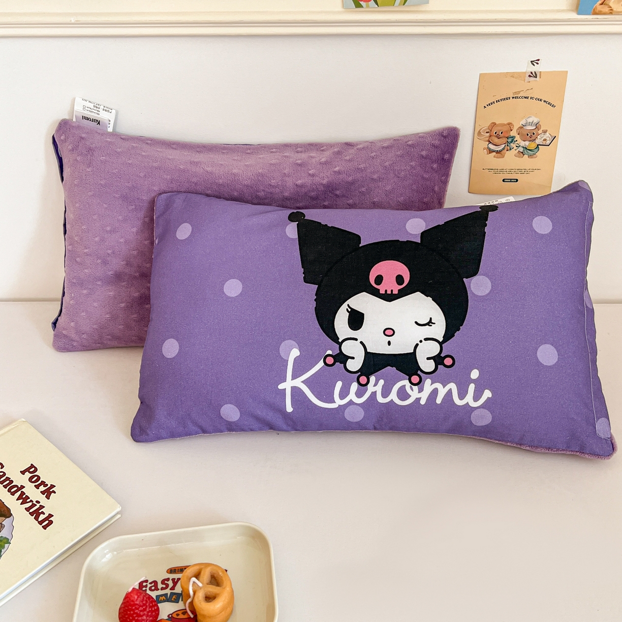 孩子王家纺 2025新款A棉B绒全棉纯棉豆豆枕学生幼儿园系列 圆点库洛米 30x50cm/只（带标）