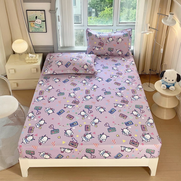 91家纺网 家纺一手货源 找家纺 蘭菲家纺 2025新款三丽鸥系列全棉印花单品床笠 演唱会-紫