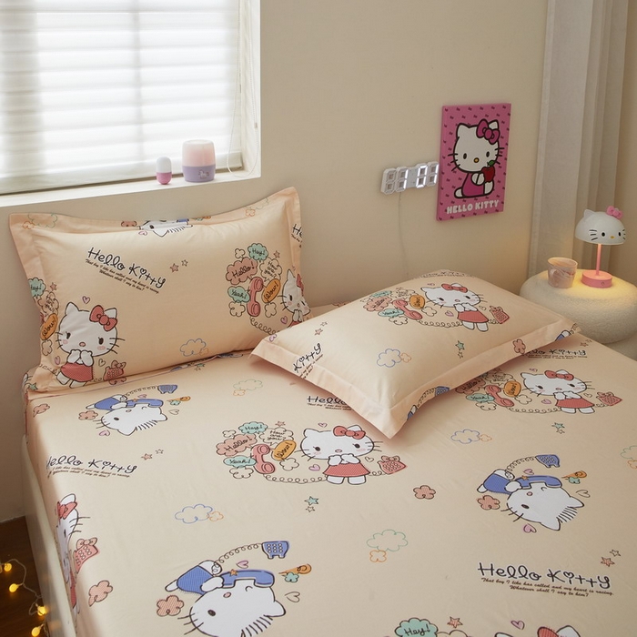 91家纺网 家纺一手货源 找家纺 蘭菲家纺 2025新款三丽鸥系列全棉印花单品床笠 9分甜