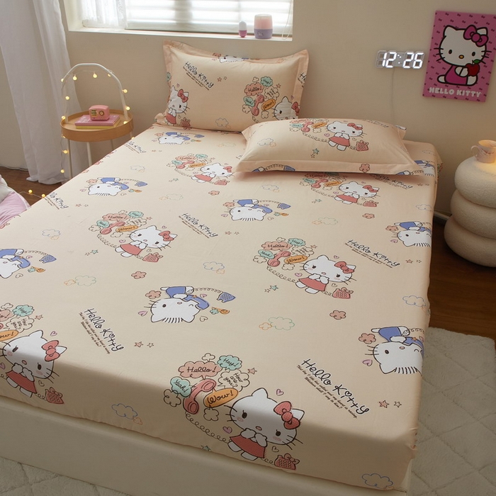 91家纺网 家纺一手货源 找家纺 蘭菲家纺 2025新款三丽鸥系列全棉印花单品床笠 9分甜