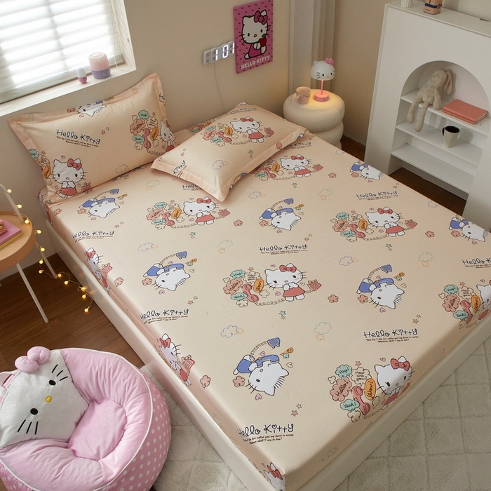 91家纺网 家纺一手货源 找家纺 蘭菲家纺 2025新款三丽鸥系列全棉印花单品床笠 9分甜