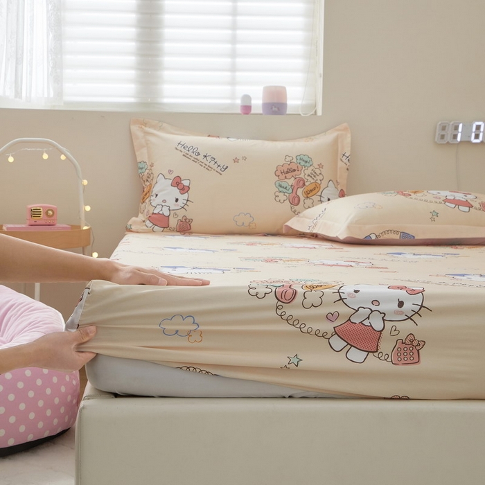 91家纺网 家纺一手货源 找家纺 蘭菲家纺 2025新款三丽鸥系列全棉印花单品床笠 9分甜