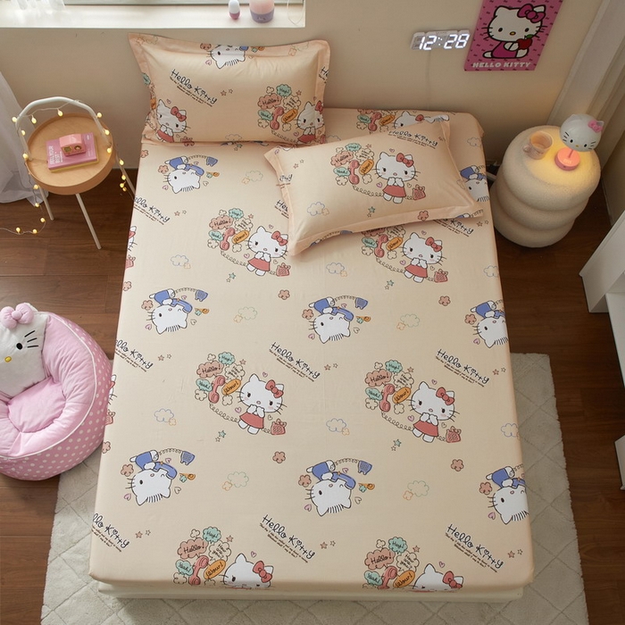 91家纺网 家纺一手货源 找家纺 蘭菲家纺 2025新款三丽鸥系列全棉印花单品床笠 9分甜